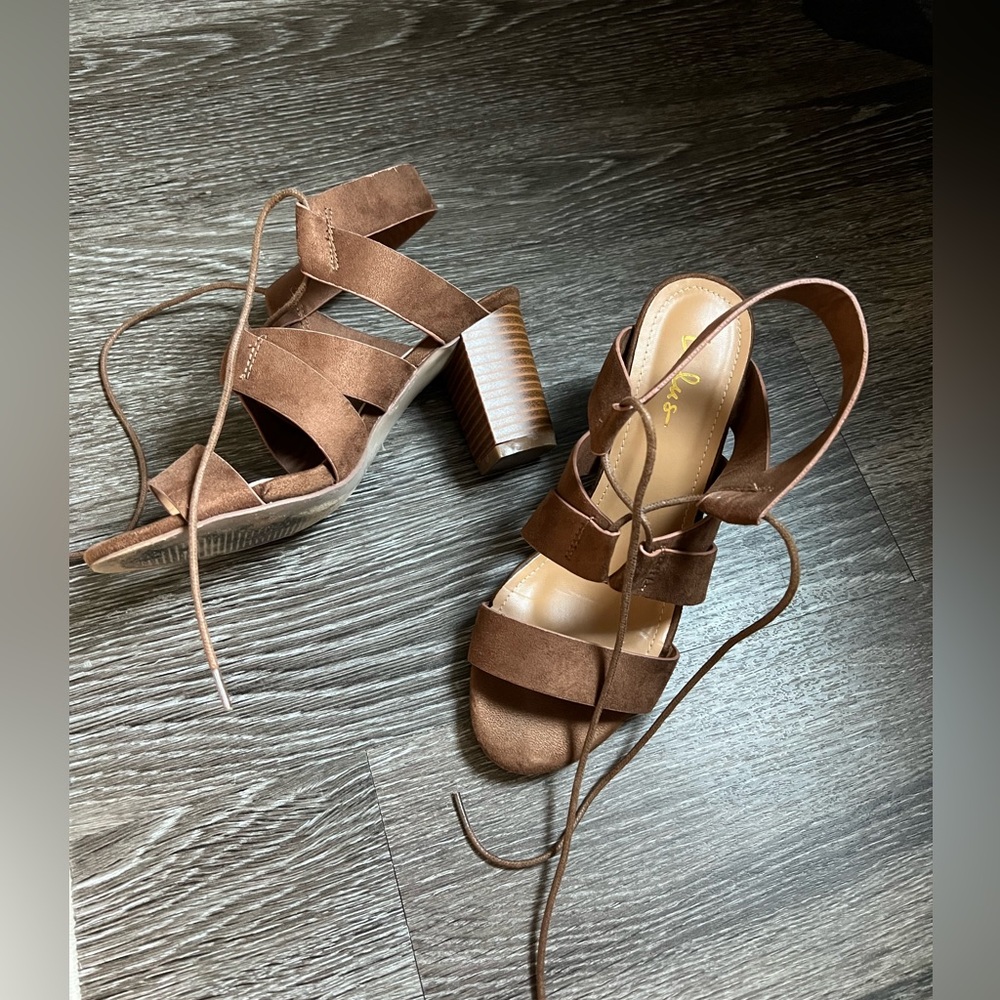Lulus Brown Lace Up Heel Sandals